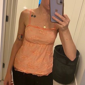 Coral lace vintage tank